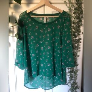 Robin-K sheer print blouse